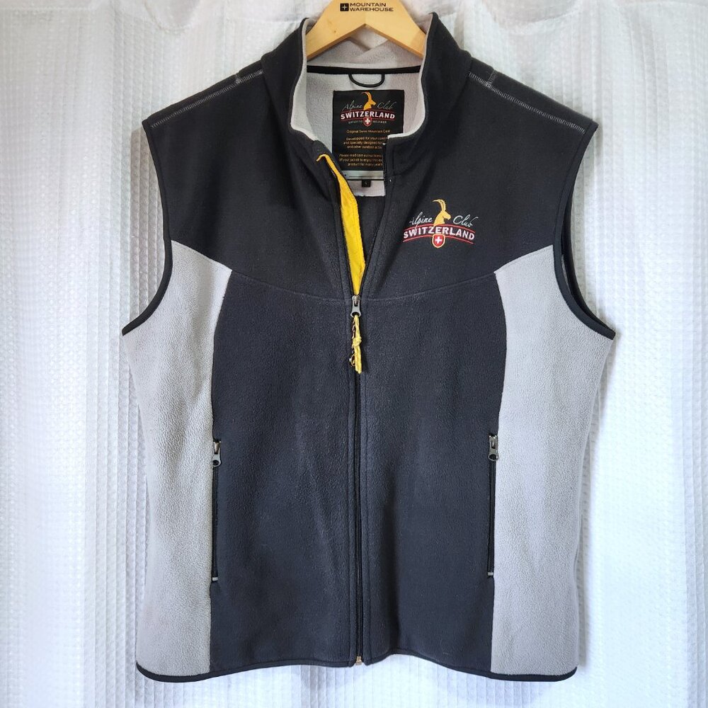 Alpine Club Switzerland Mens Large Softshell Vest Black Grey Zip Outdoor Hiking
